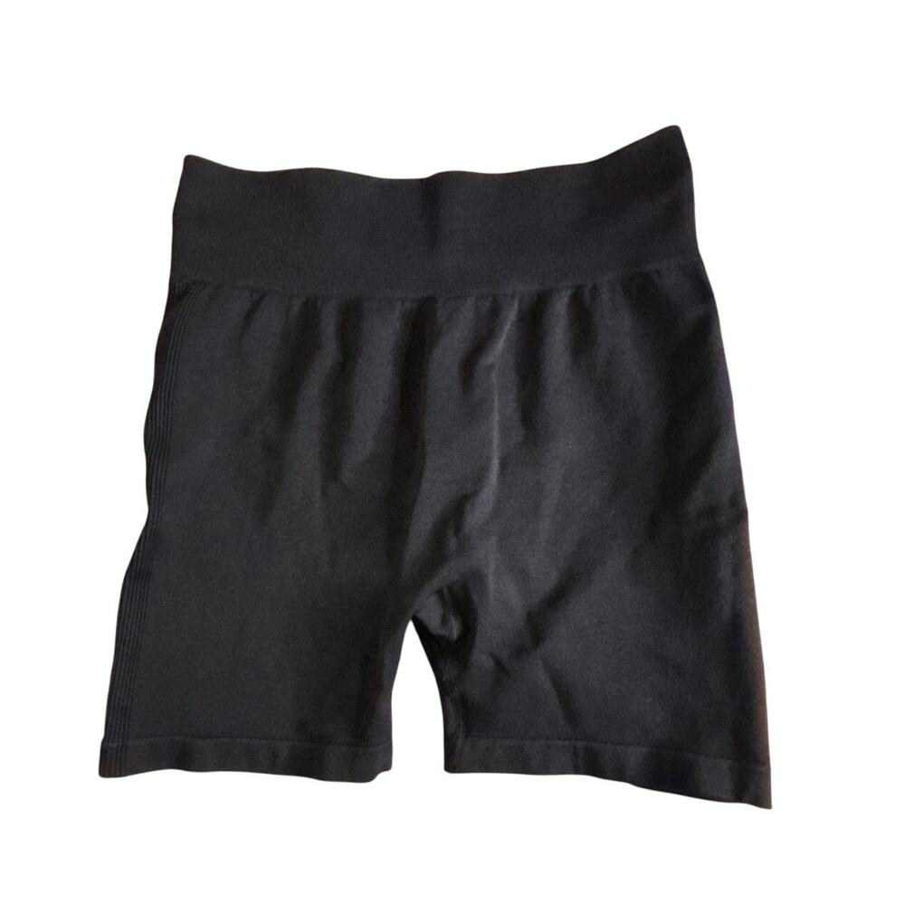 OQQ Ribbed Seamless Biker Shorts Black Size L High Waist 90s Nylon Spandex
